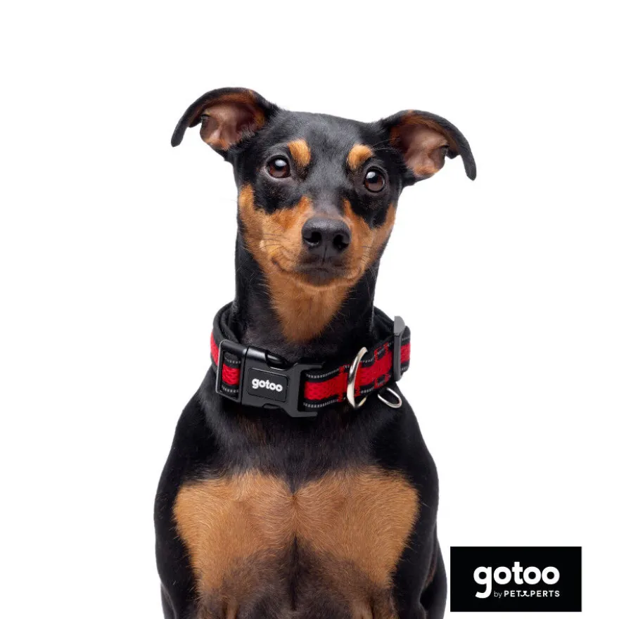 Gotoo Collar de malla transpirable rojo para perros
