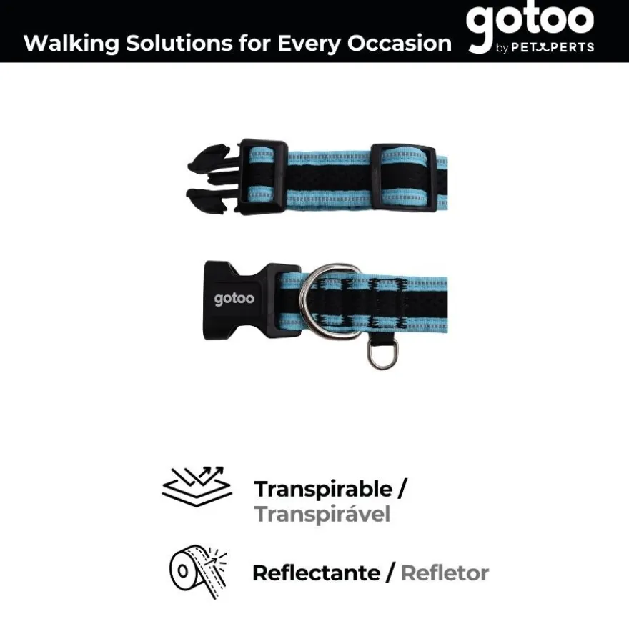 Gotoo collar de malla transpirable turquesa para perros