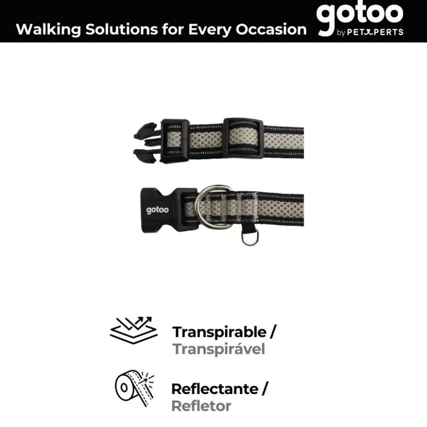 Gotoo Collar de malla transpirable gris para perros