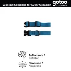 Gotoo collar de nylon reflectante azul para perros