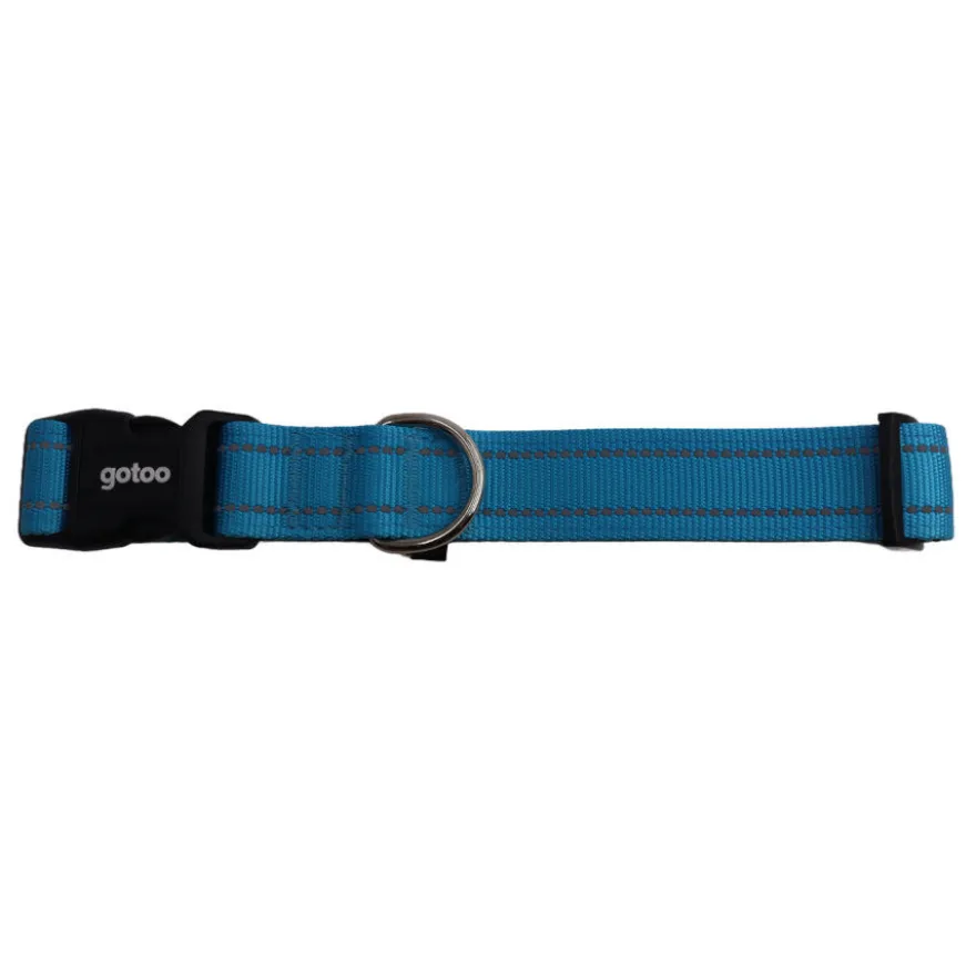 Gotoo collar de nylon reflectante azul para perros