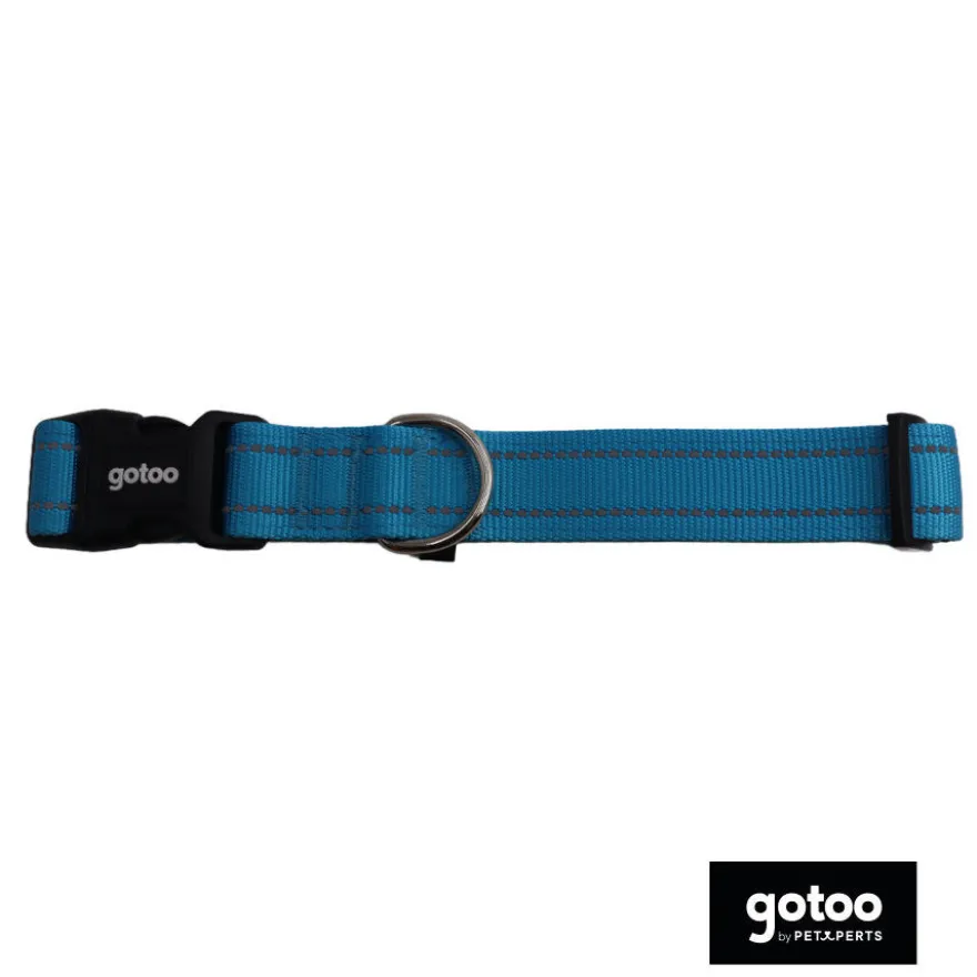 Gotoo collar de nylon reflectante azul para perros