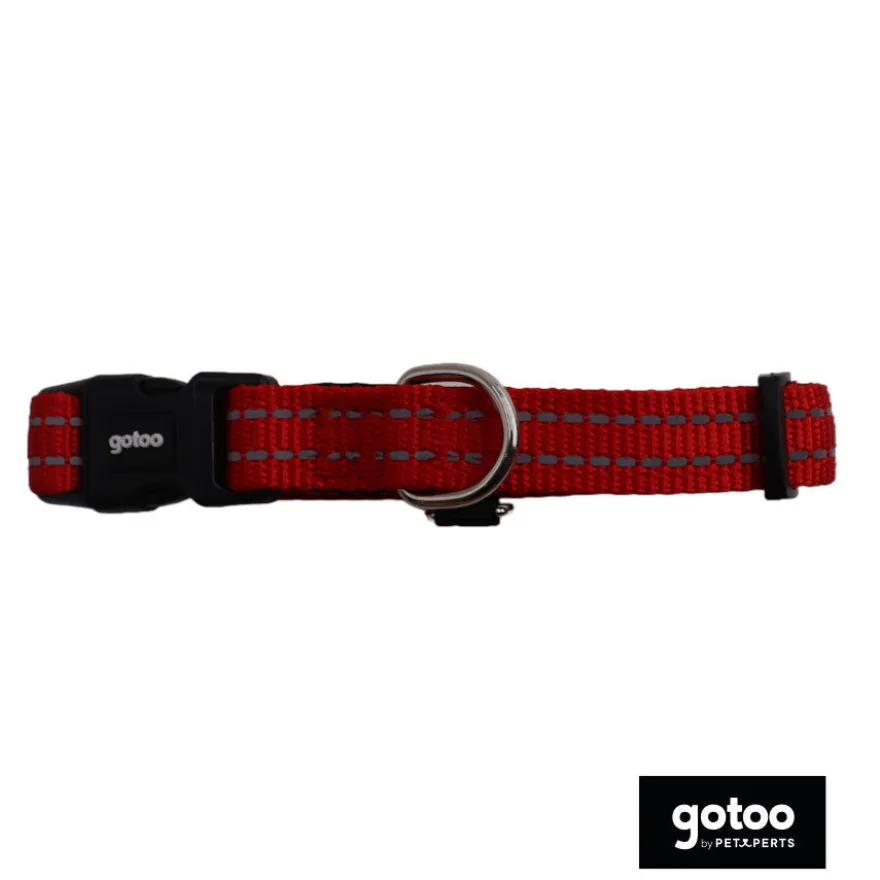 Gotoo Collar de nylon reflectante rojo para perro