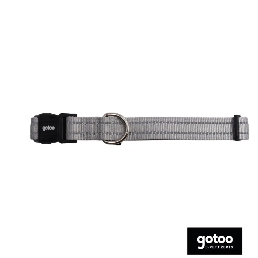 Gotoo Collar de nylon reflectante gris para perros