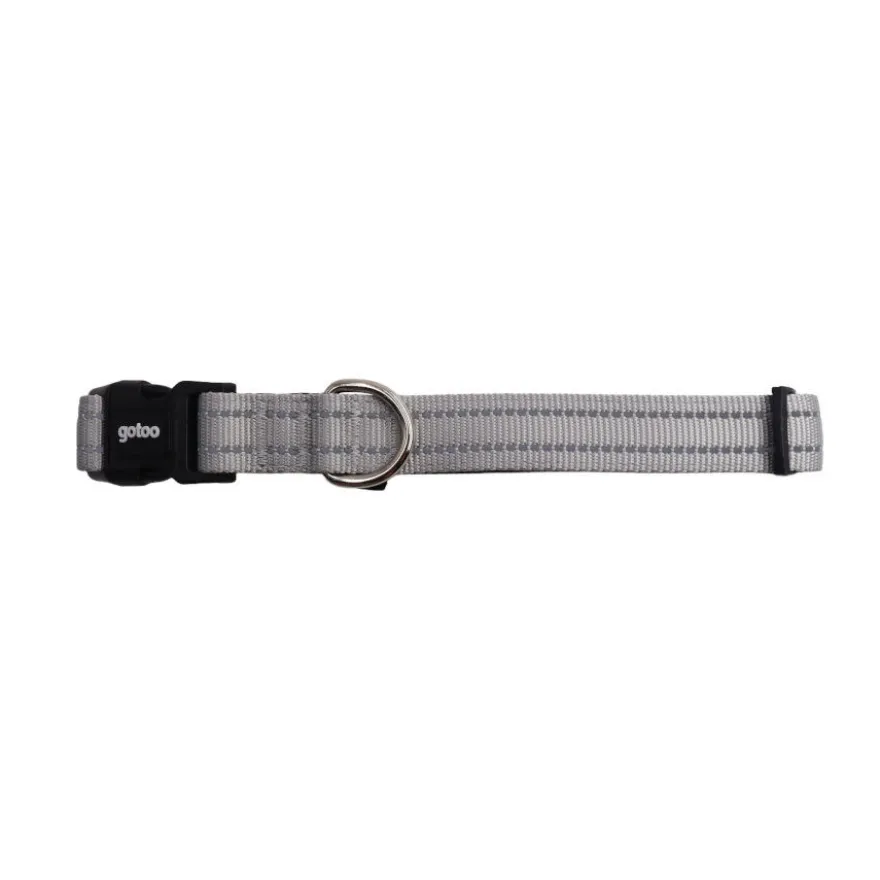 Gotoo Collar de nylon reflectante gris para perros