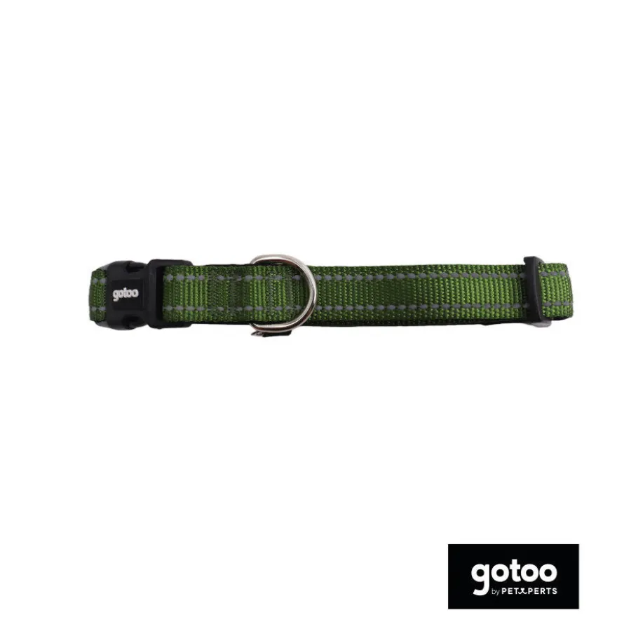 Gotoo Collar de nylon reflectante verde para perros
