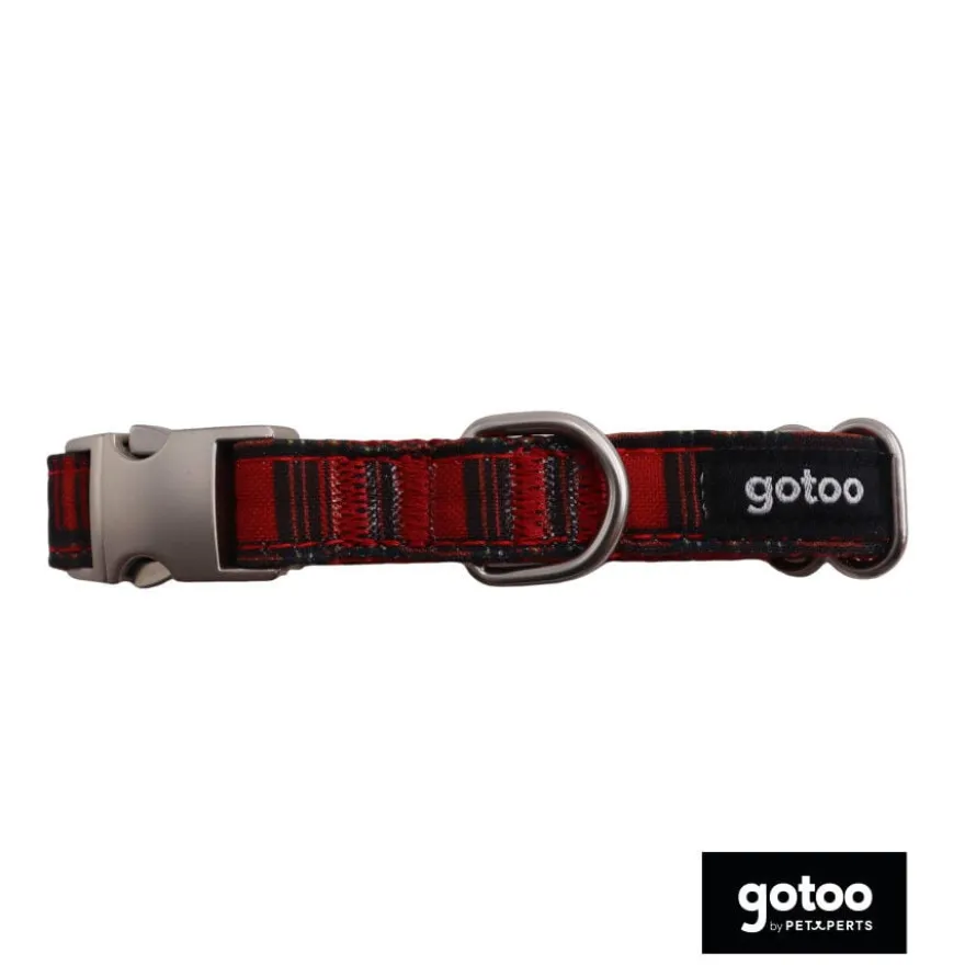 Gotoo Collar estampado tartán rojo para perros