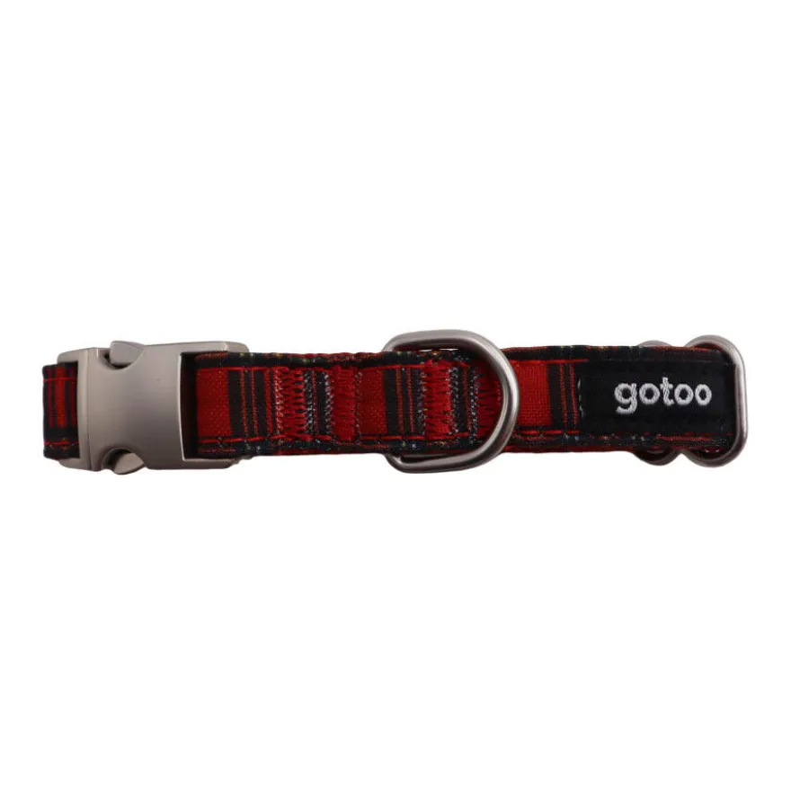 Gotoo Collar estampado tartán rojo para perros