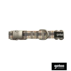 Gotoo Collar estampado tartán marrón para perros