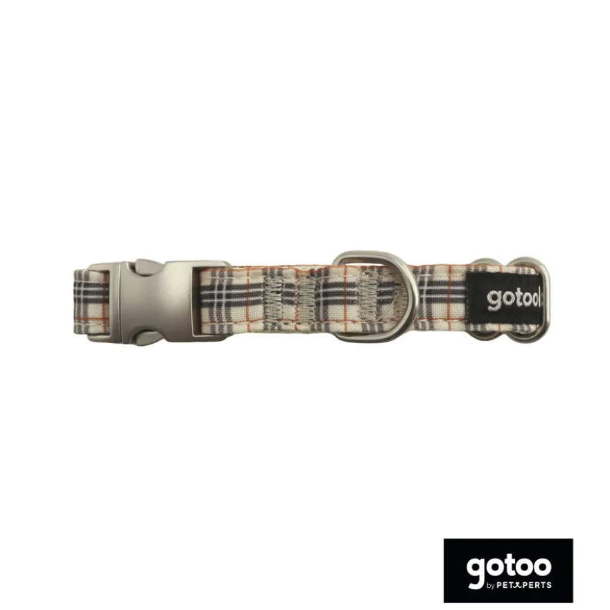 Gotoo Collar estampado tartán marrón para perros