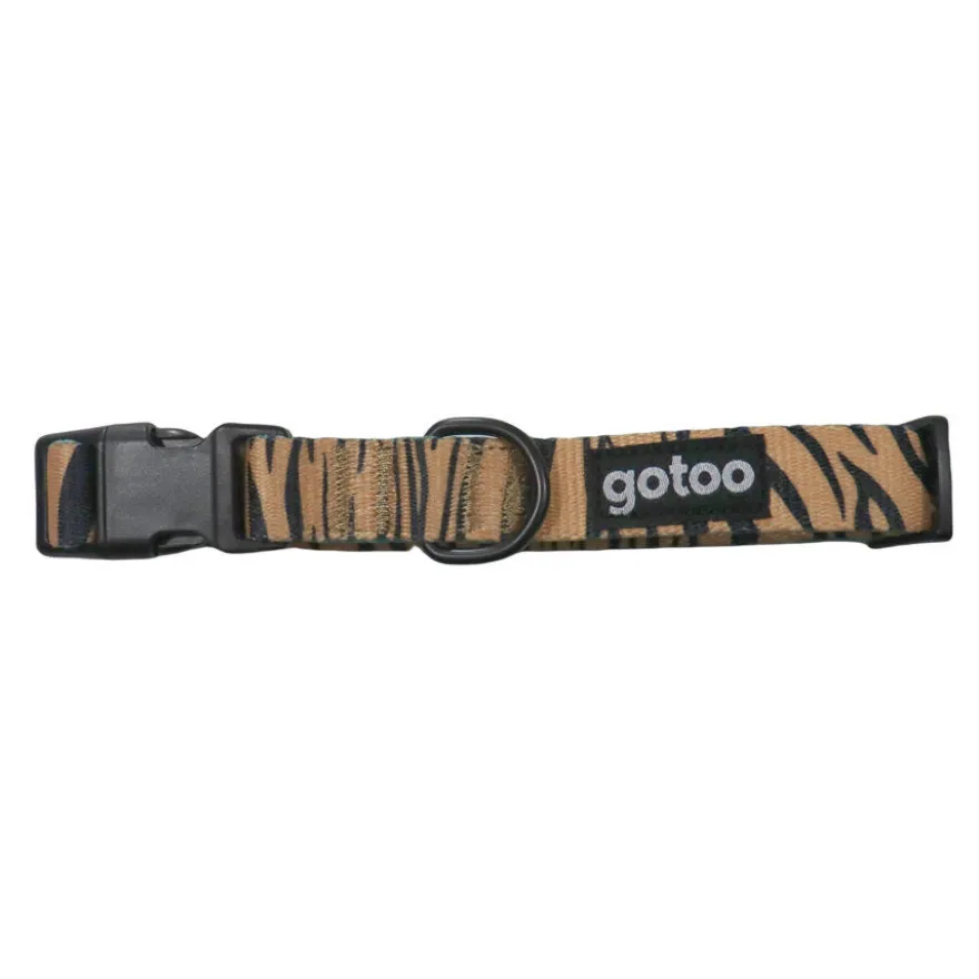 Gotoo Collar estampado trigre marrón para perros