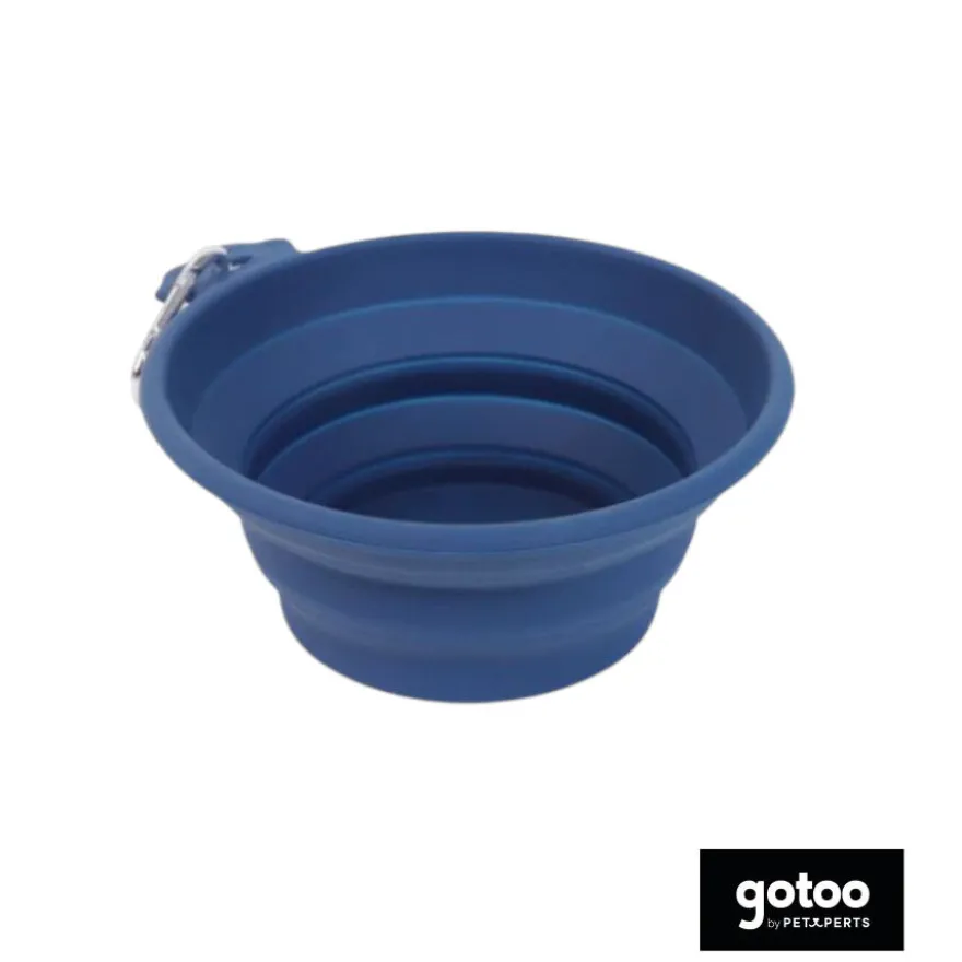 Gotoo Comedero Plegable y Portátil de Silicona Azul para perros y gatos