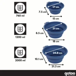 Gotoo Comedero Plegable y Portátil de Silicona Azul para perros y gatos