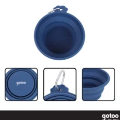 Gotoo Comedero Plegable y Portátil de Silicona Azul para perros y gatos