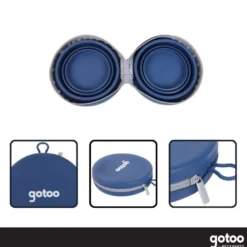 Gotoo Comedero Portátil Doble de Silicona Azul para perros