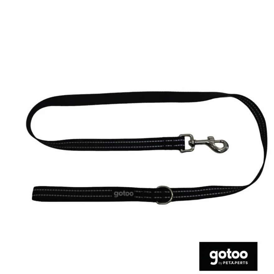 Gotoo Correa de nylon negra reflectante para perros