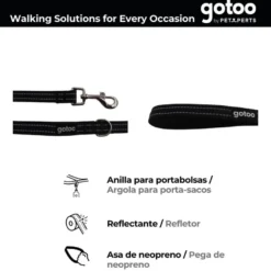 Gotoo Correa de nylon negra reflectante para perros