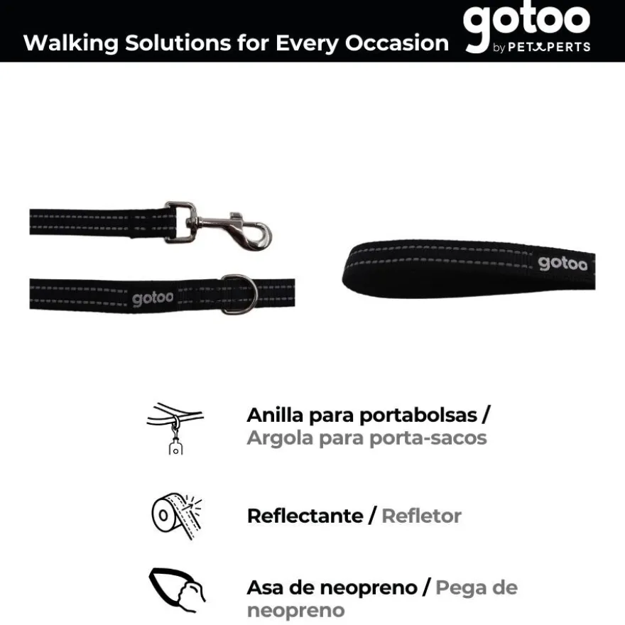 Gotoo Correa de nylon negra reflectante para perros