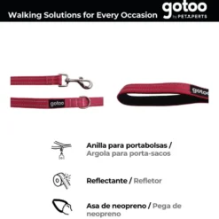 Gotoo Correa de nylon reflectante rosa para perros