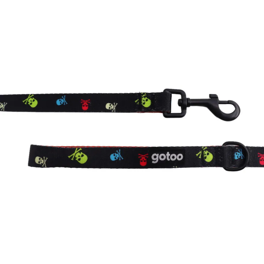 Gotoo Correa estampada calavera negro para perros