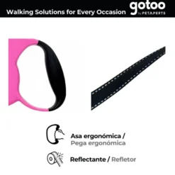 Gotoo Correa extensible rosa para perros