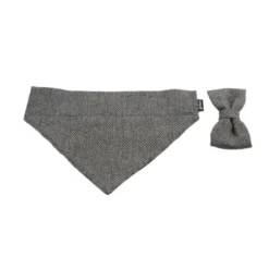 Gotoo Set Bandana y Pajarita espiga gris para perros