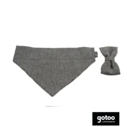 Gotoo Set Bandana y Pajarita espiga gris para perros