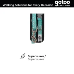 Gotoo Set Correa y Collar estampado con estrellas verde para perros