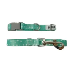 Gotoo Set Correa y Collar estampado con estrellas verde para perros