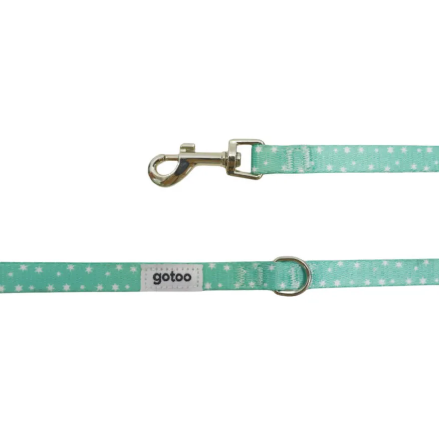 Gotoo Set Correa y Collar estampado con estrellas verde para perros