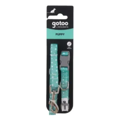 Gotoo Set Correa y Collar estampado con estrellas verde para perros