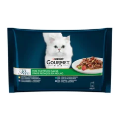 Gourmet Perle Filetes de Carne con Verduras en salsa sobre para gatos