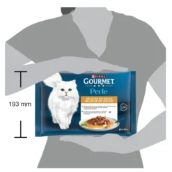 Gourmet Perle Filetes de Salmón y Atún en salsa sobre para gatos