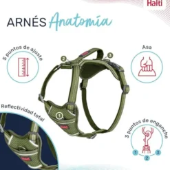 Halti arnés anatómico con asa verde para perros