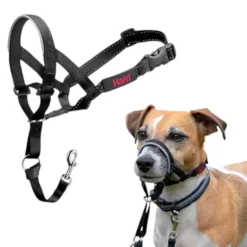 Halti collar con bozal de tela negro para perros