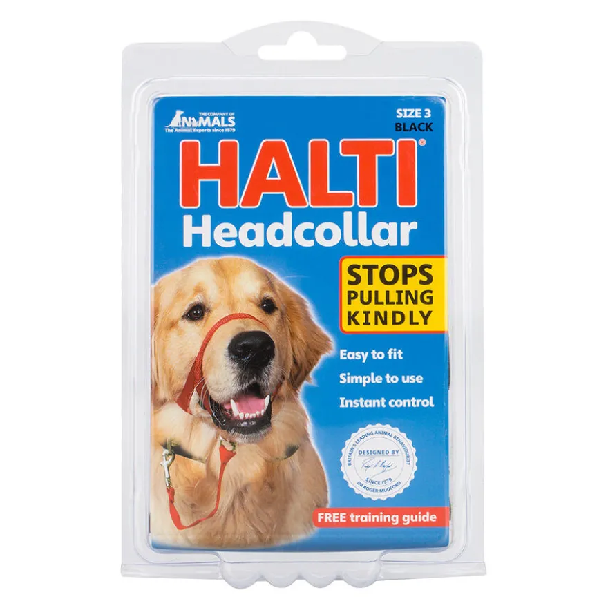 Halti collar con bozal de tela negro para perros
