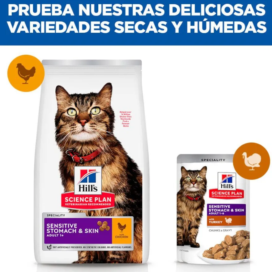 Hill's Adult Science Plan Sensitive Stomach Pollo pienso para gatos