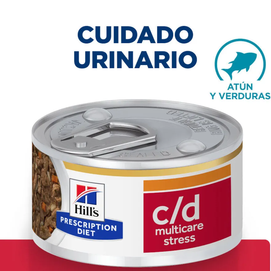 Hill's Prescription Diet c/d Cuidado Urinario Estrés Estofado de Atún lata para gatos