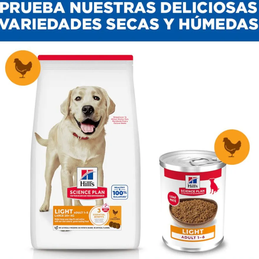Hill's Science Plan Light pienso pollo para perros adultos de razas grandes