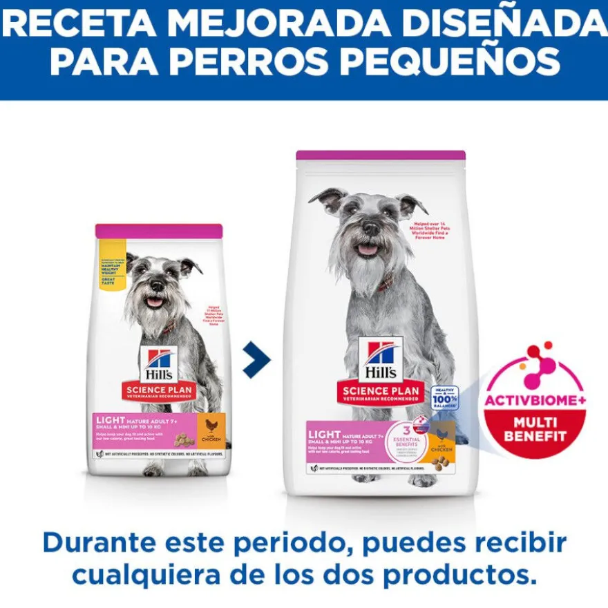 Hill's Science Plan Mature Adult Light Small & Mini pienso pollo para perros de razas pequeñas