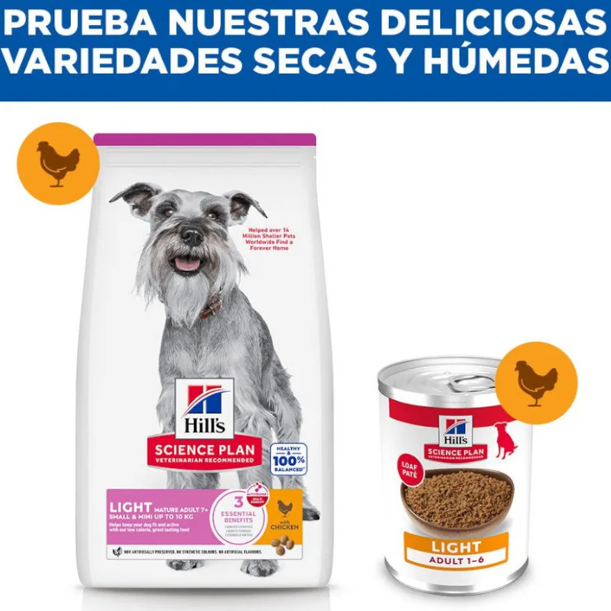 Hill's Science Plan Mature Adult Light Small & Mini pienso pollo para perros de razas pequeñas