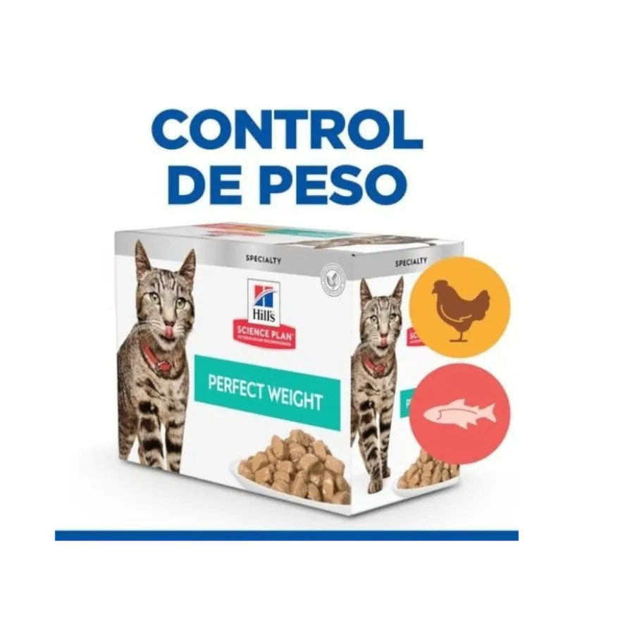 Hill's Science Plan Perfect Weight Salmón y Pollo sobre para gatos - Multipack 12