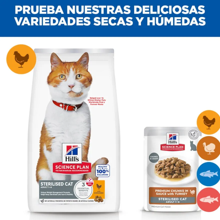 Hill's Science Plan Sterilised Young Adult Pavo Sobre en Salsa para gatos
