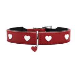 Hunter Love Collar de Cuero rojo para perros