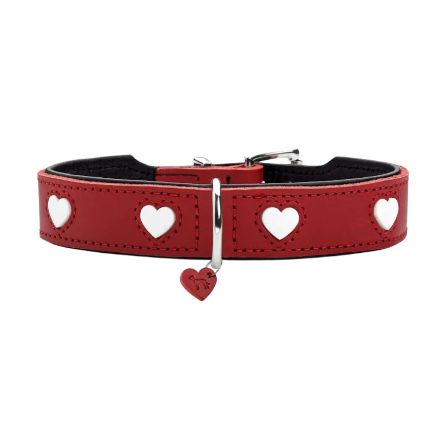 Hunter Love Collar de Cuero rojo para perros
