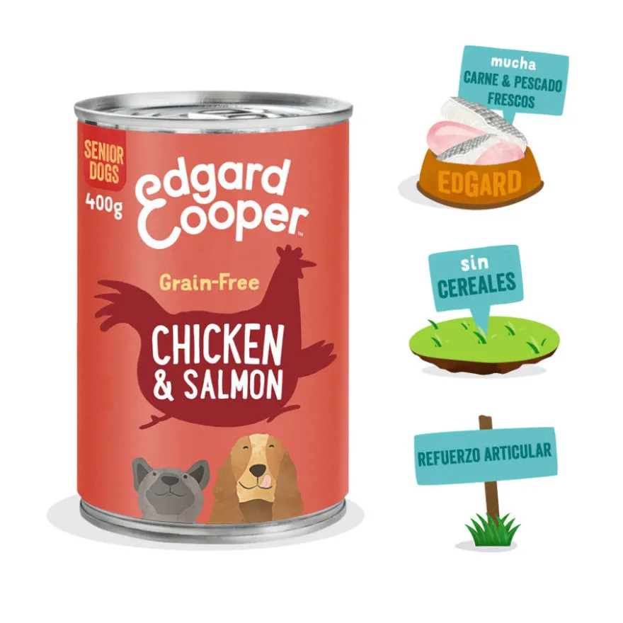 Lata Edgard & Cooper Senior Pollo y Salmón lata para perros