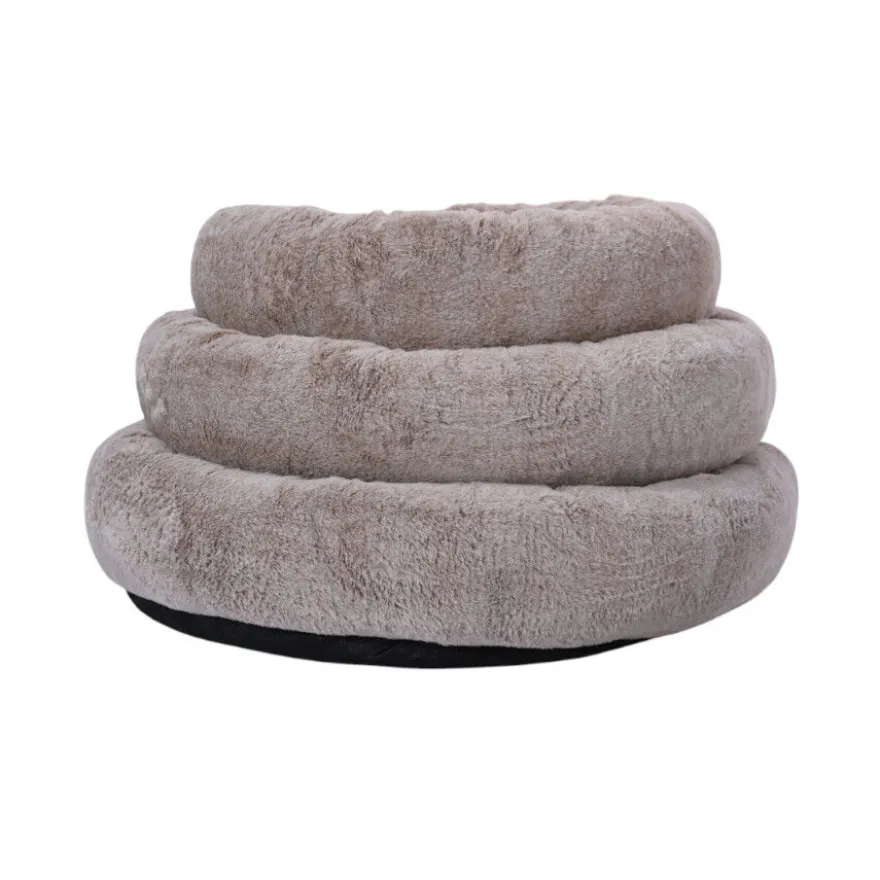 Lebby cama suave redonda beige para perros