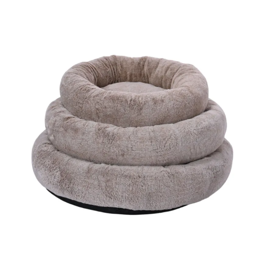 Lebby cama suave redonda beige para perros