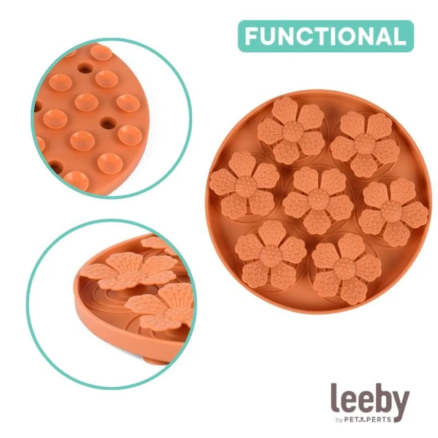 Leeby Alfombrilla de Lamer Forma Flor para perros y gatos