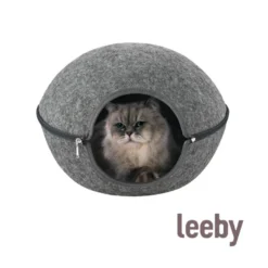 Leeby Cama Cueva Fieltro Gris para gatos